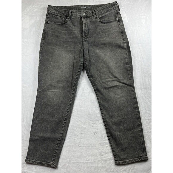 Old Navy O.G. Straight Jeans Button Fly High Rise Distressed Gray Size 16 - Picture 1 of 8
